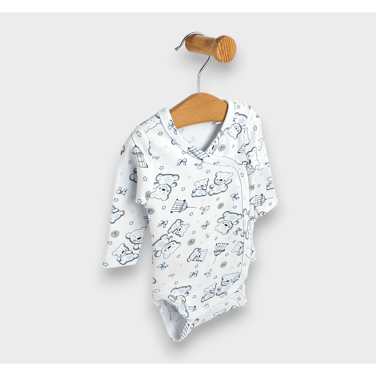 Body pentru bebeluși cu închidere laterală, model ursuleț de pluș, albastru, 48 - 68 cm