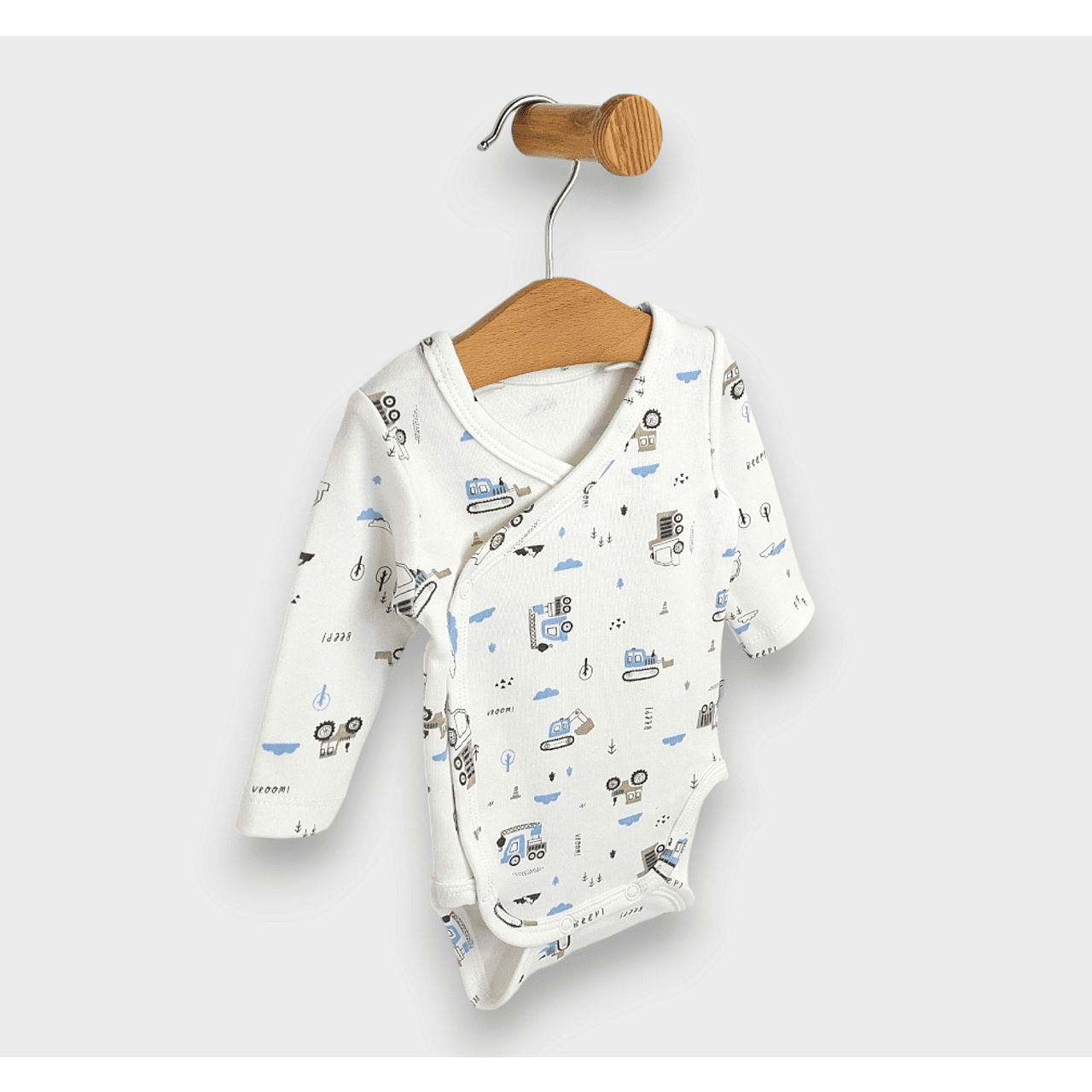 Body pentru bebeluși cu închidere laterală, model tractoare, 48 - 68 cm