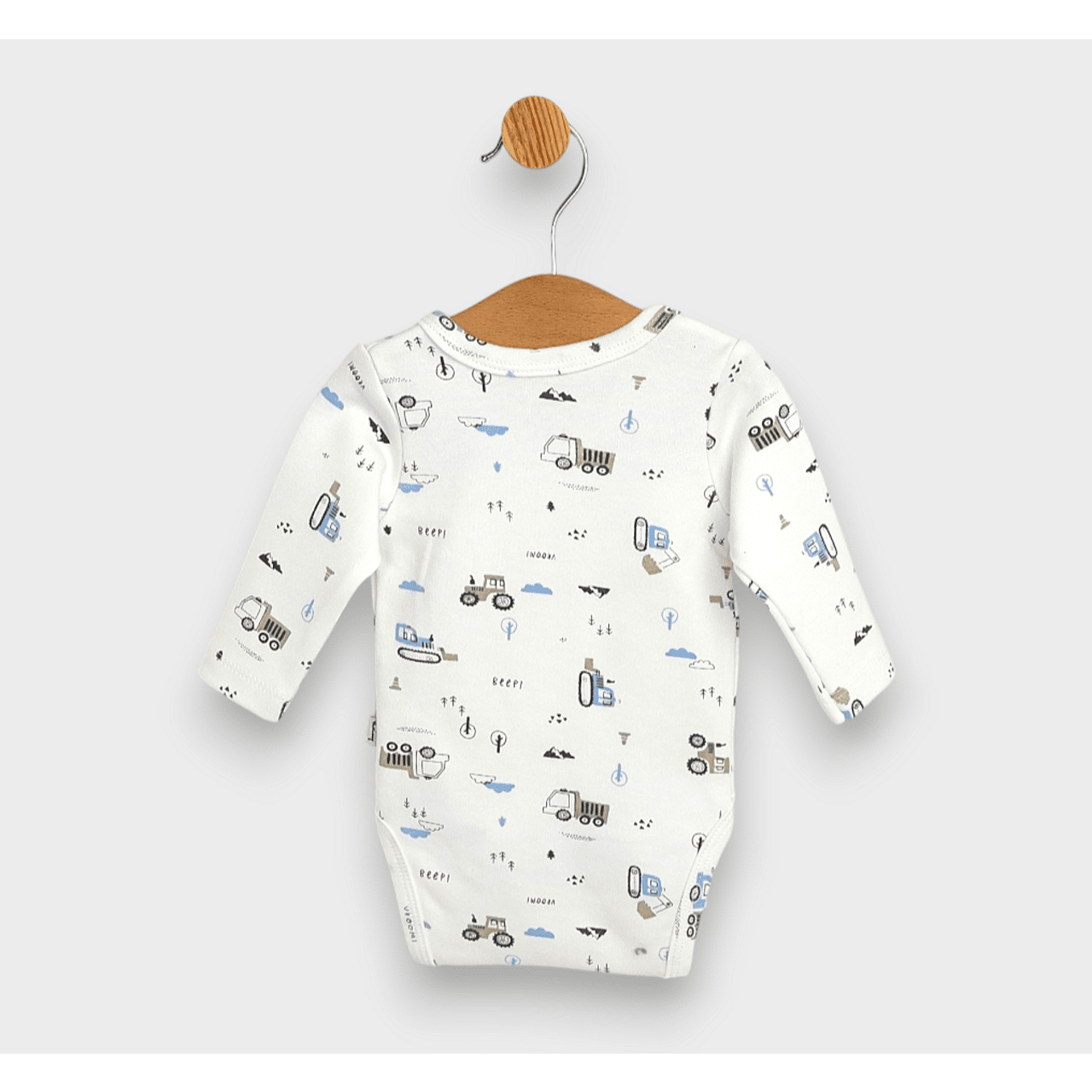 Body pentru bebeluși cu închidere laterală, model tractoare, 48 - 68 cm