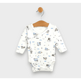 Body pentru bebeluși cu închidere laterală, model tractoare, 48 - 68 cm