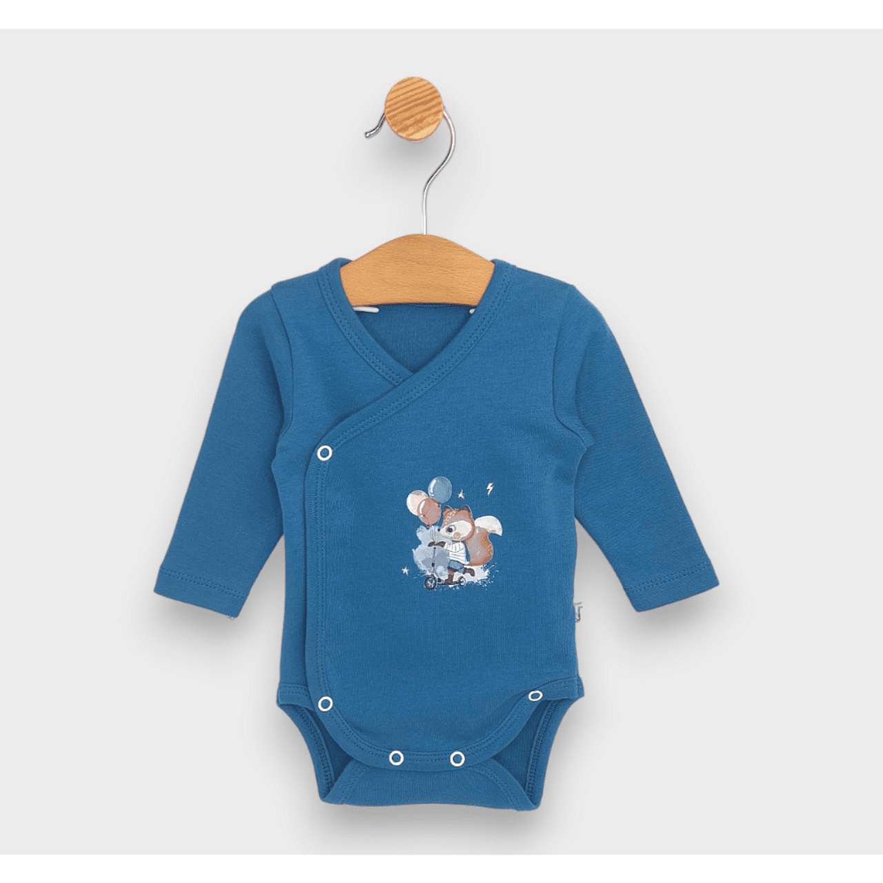 Rainy Бебешко Боди Със Странично Закопчаване Катеричка С Тротинетка 48 - 74 См. Син Океан