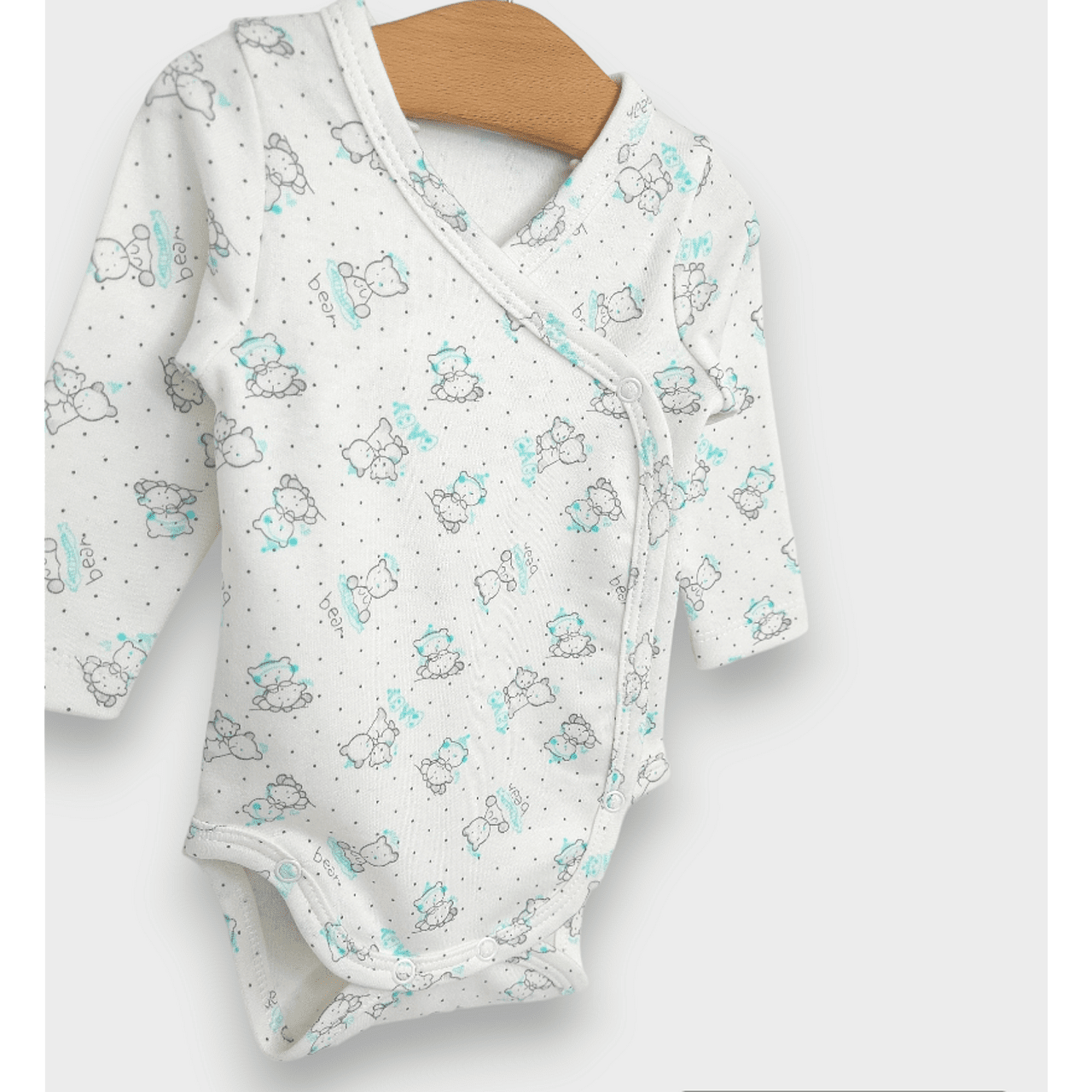 Бебешко Боди Със Странично Закопчаване Сиви Мечета Baby 48 68см. Rainy