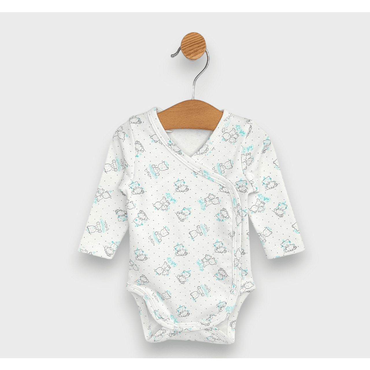 Бебешко Боди Със Странично Закопчаване Сиви Мечета Baby 48 68см. Rainy