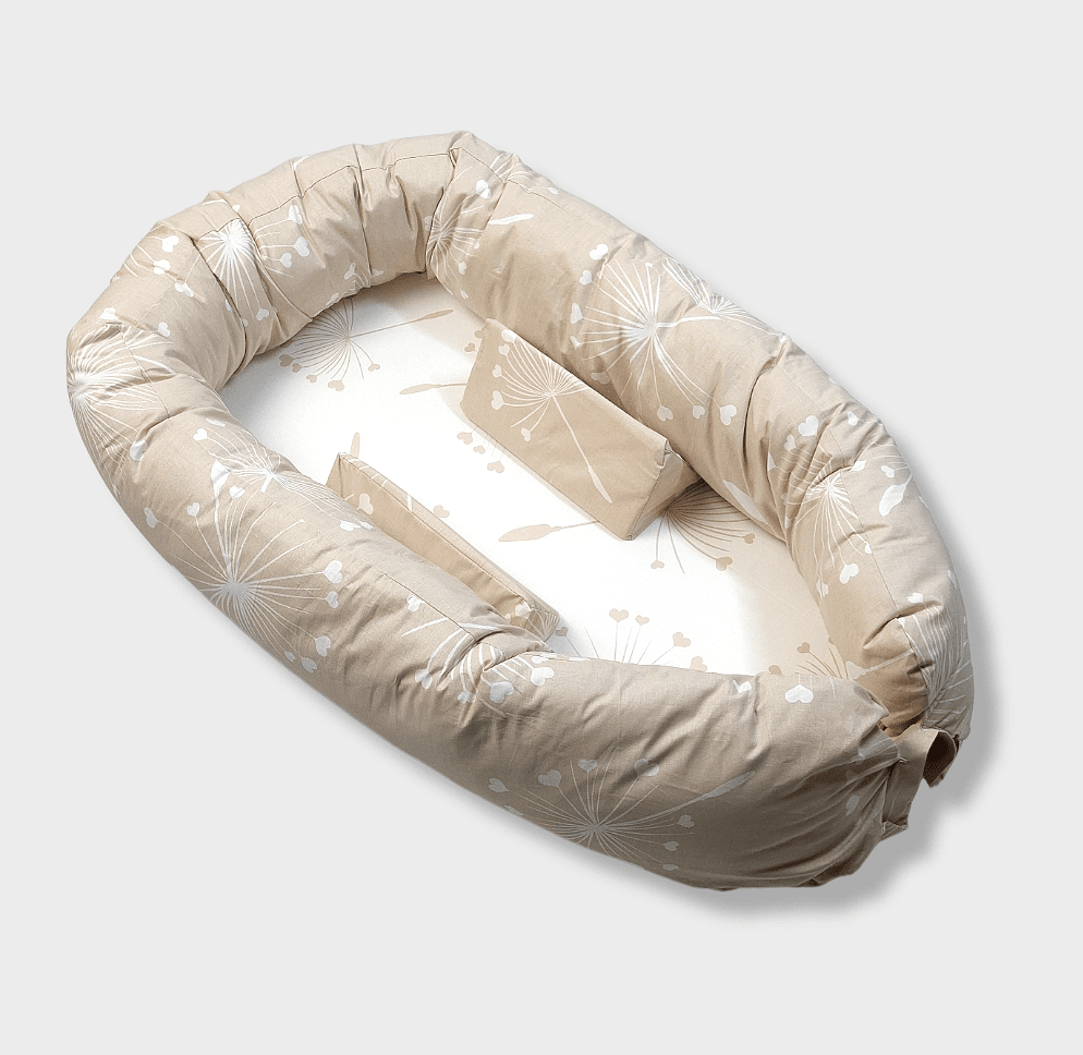 Rainy Бебешко Гнездо С Ограничители Бежови Глухарчета