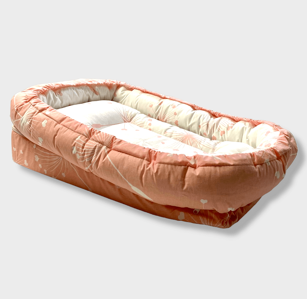 Cuib antireflux Rainy Baby pentru nou-născuți, păpădii roz de lux