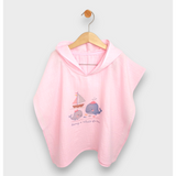 Бебешко Муселиново Пончо С Качулка Whales Pink Rainy