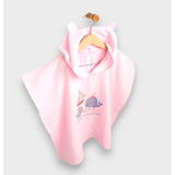 Бебешко Муселиново Пончо С Качулка Whales Pink Rainy