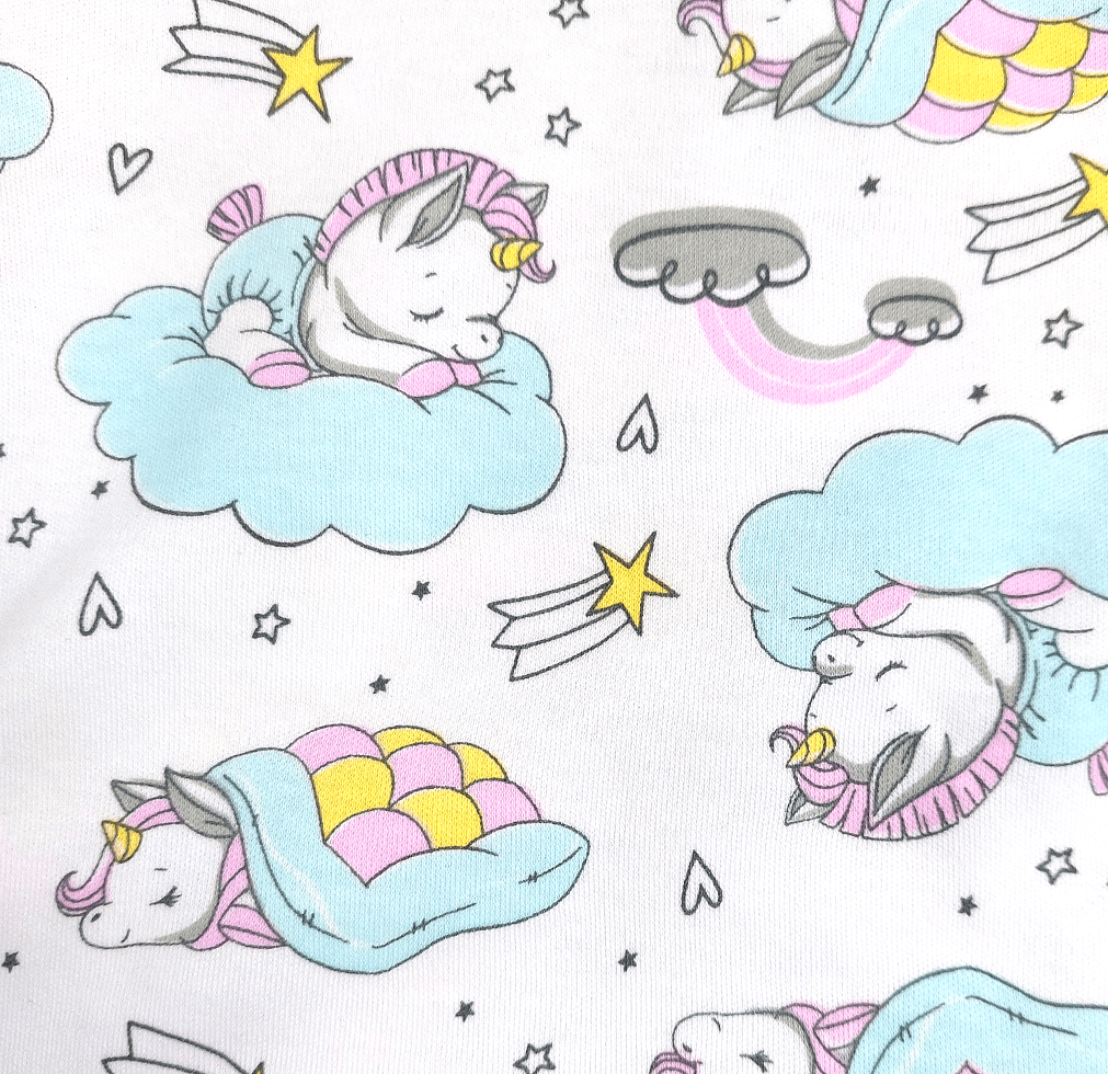 Pijamale ploioase pentru copii cu mâneci lungi, unicorn pe un nor, 74 - 110 cm.