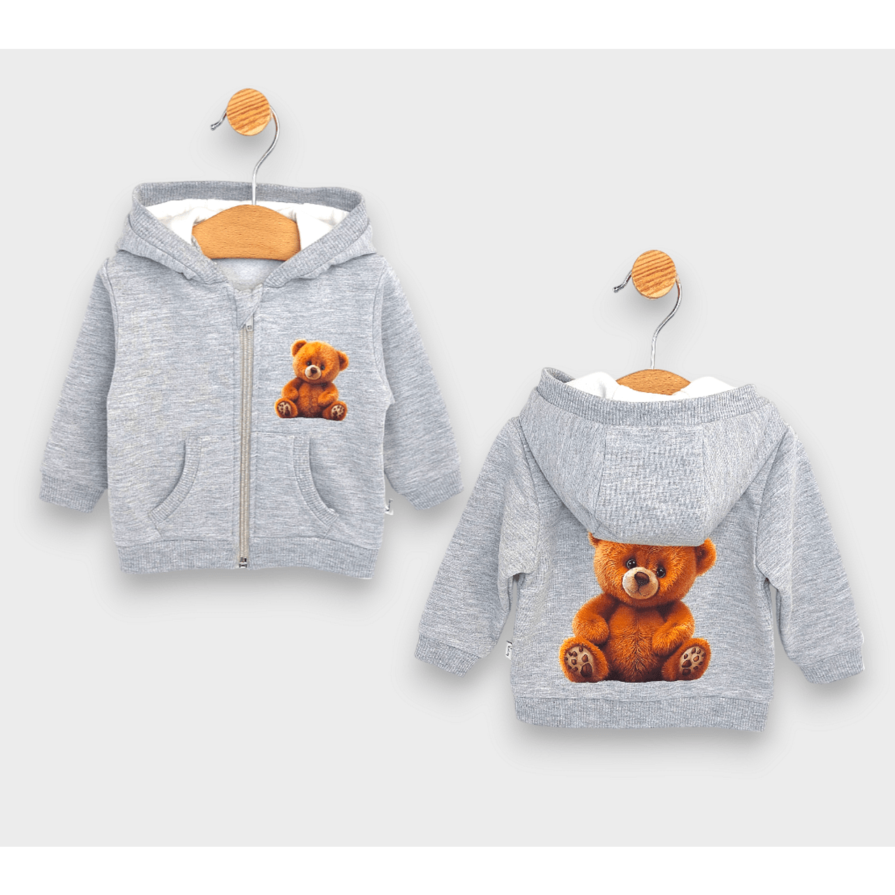 Hanorac pentru copii Rainy cu ursuleț drăguț 62-92 cm. Gri