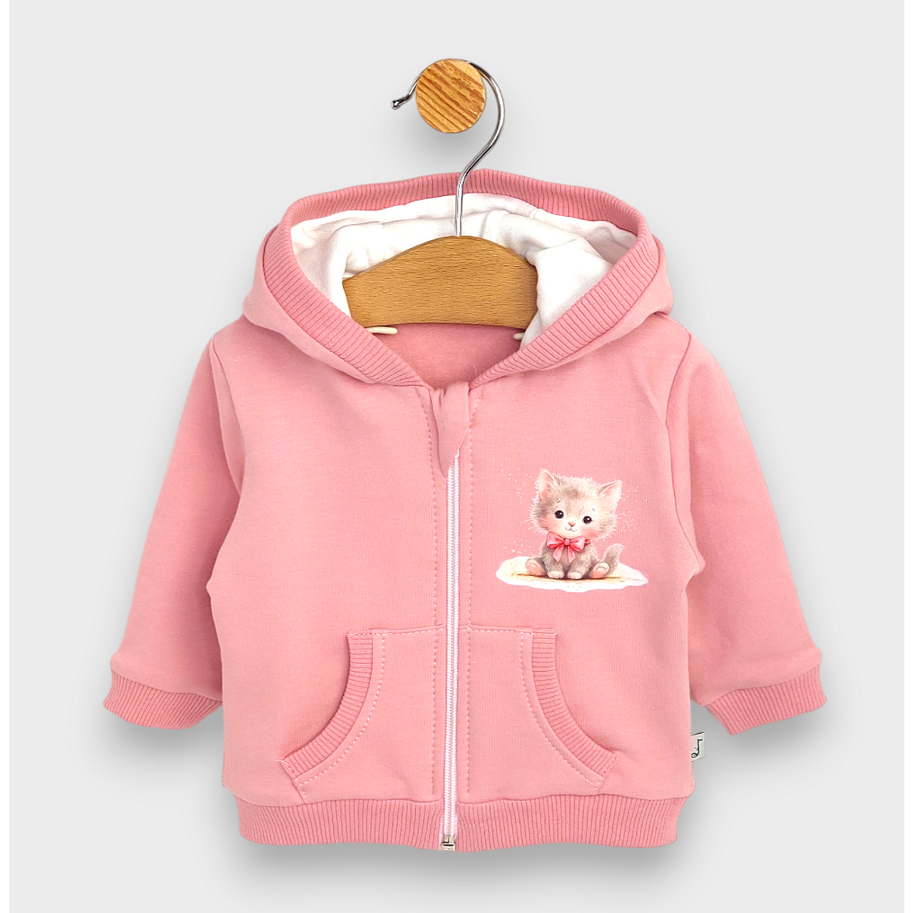 Детски Суитшърт Коте С Панделка 62 92 См. Пудра Rainy