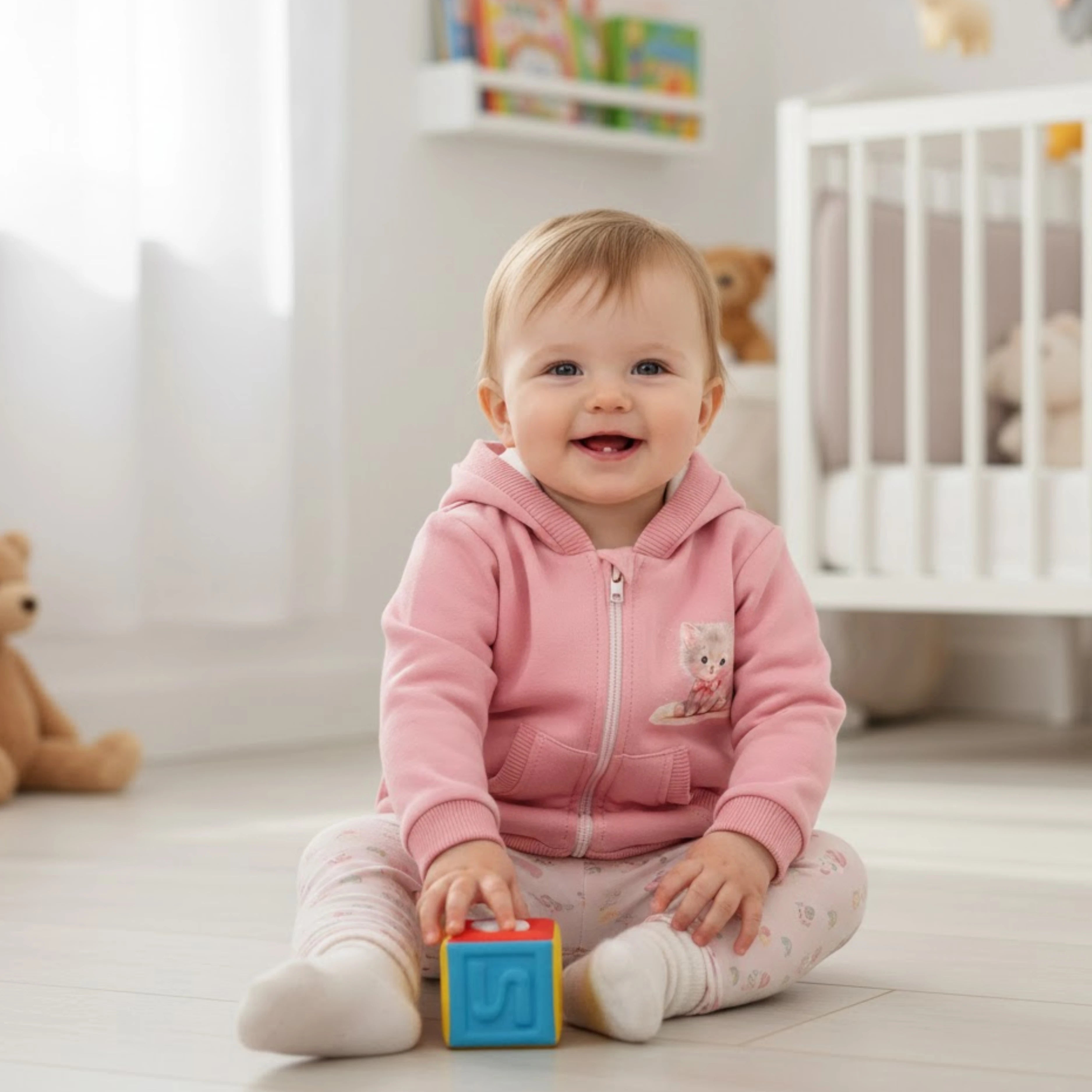 Детски Суитшърт Коте С Панделка 62 92 См. Пудра Rainy