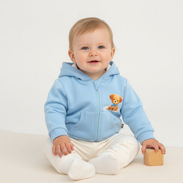 Детски Суитшърт Куче С Панделка 62 92 См. Син Rainy