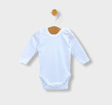 Body pentru bebeluși, alb, cu mâneci lungi, 56-80 cm.