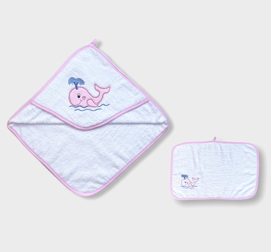 Rainy Комплект Бебешка Хавлия С Качулка Китче 90Х90 См. + Кърпа 40Х60См За Момиче