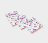 Set de prosoape de muselină pentru bebeluși, model ploaie, 3 buc., 30x30 cm. Curcubee colorate