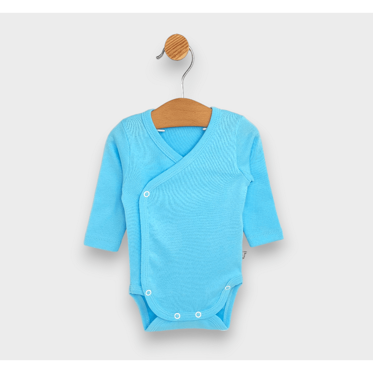 Set body Rainy 3 piese cu mâneci lungi 48 - 80 cm. Kiwi/Alb/Albastru