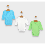 Set body Rainy 3 piese cu mâneci lungi 48 - 80 cm. Kiwi/Alb/Albastru