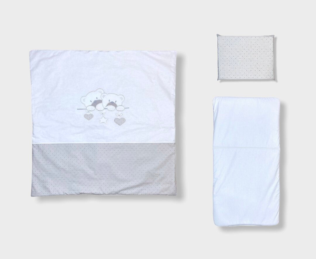 Set cărucior Rainy Summer 3 piese Star Bears Gri