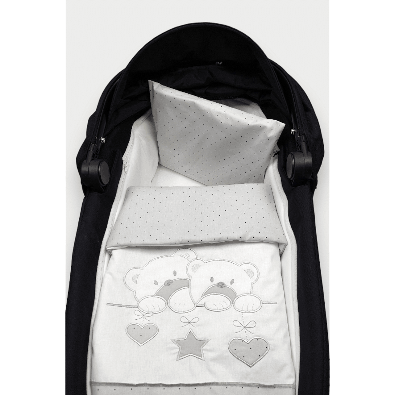 Rainy Летен Комплект За Количка 3 Части Звездни Мечета Сиво