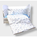 Обиколник За Бебешка Кошара 60х120 См. Сини Зебри И Слончета Rainy