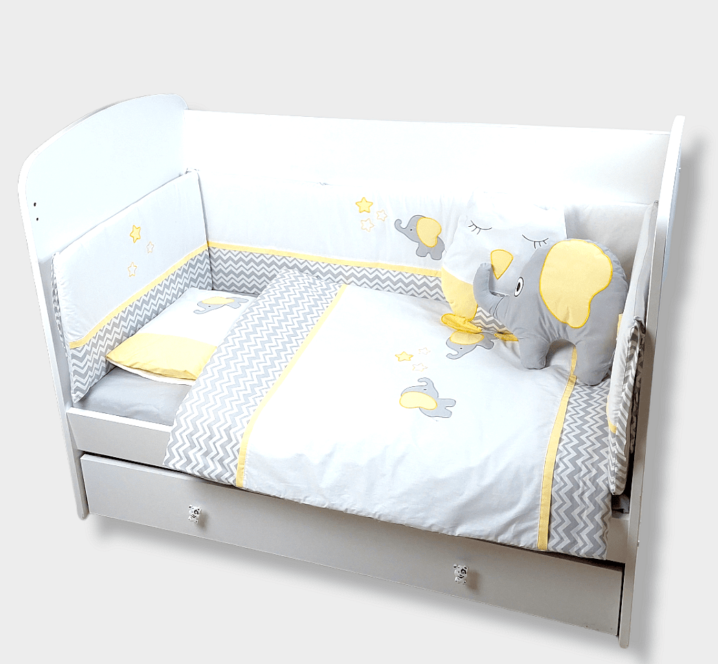 Protecție pentru pătuț Rainy Baby 60x120 cm. Elefant și Bufniță