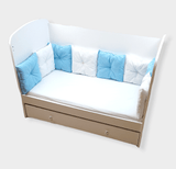 Обиколник За Бебешка Кошара 60х120 См. Тип Възглавнички Бял Син Rainy