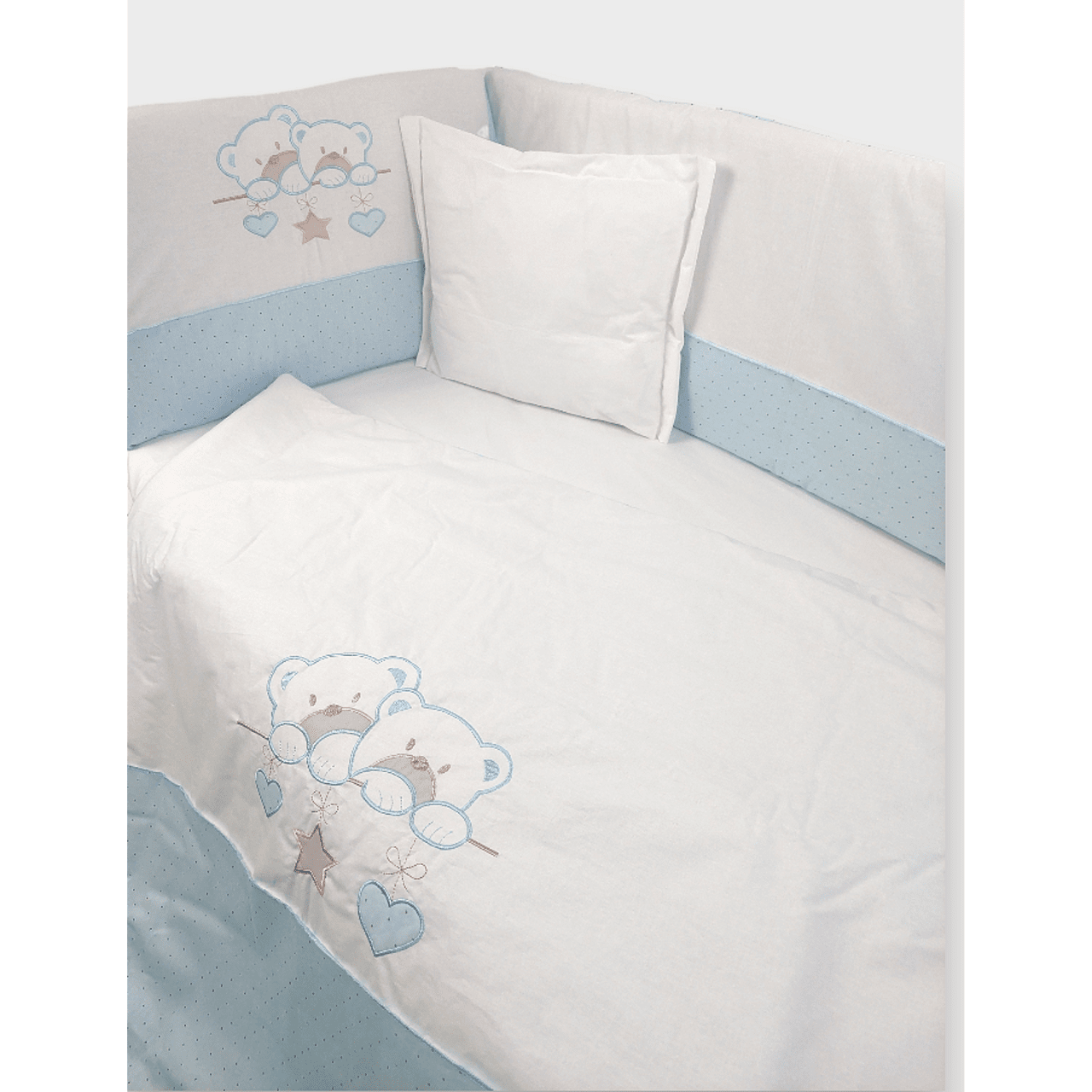 Protecție pentru pătuț Rainy Baby 65x110 cm. Ursuleți stele albaștri