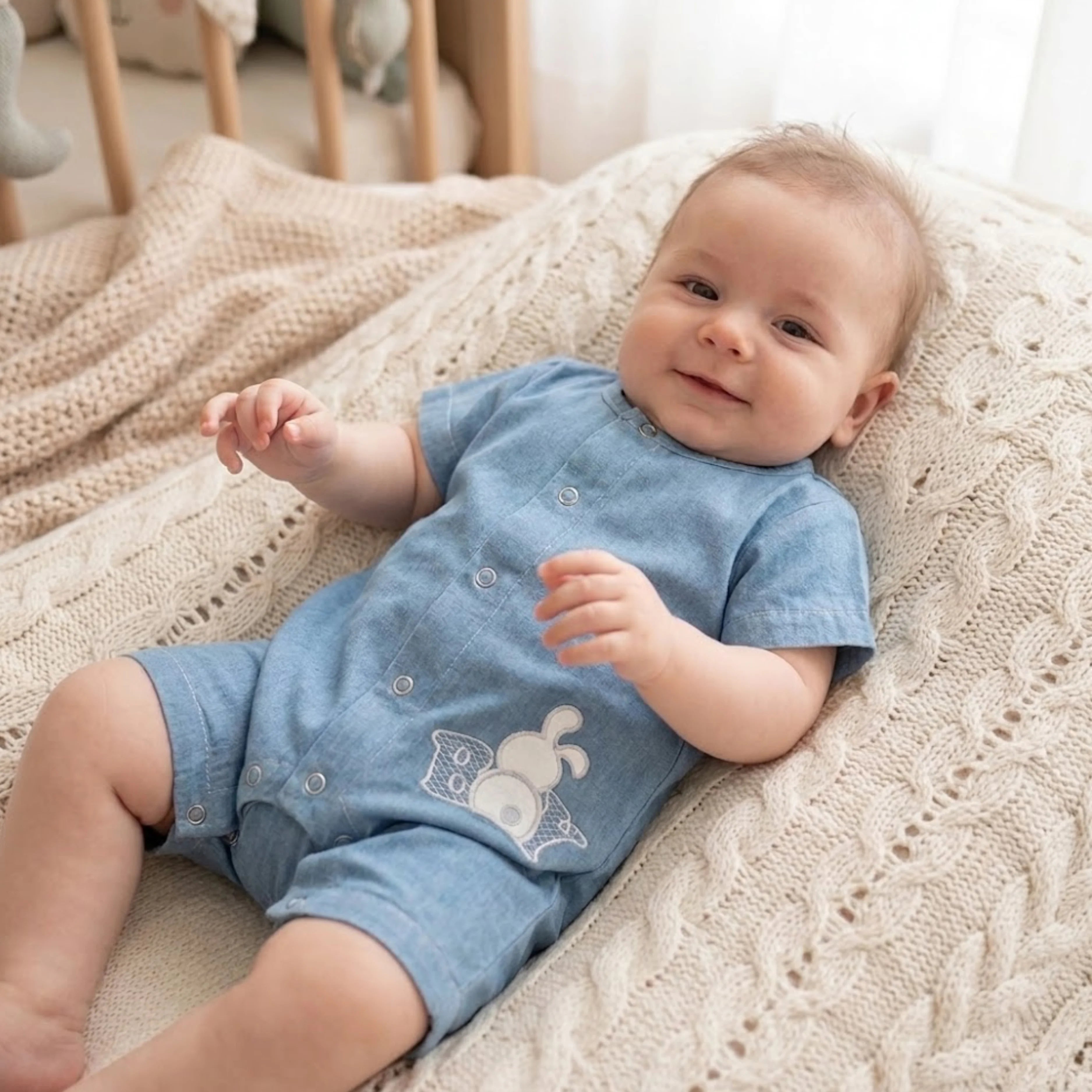 Premium Бебешки Гащеризон Boy 56 80см. Деним Rainy