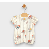 Salopetă premium pentru bebeluși, model elefant, cu mânecă scurtă, 56-80 cm, culoare piersică