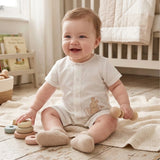 Premium Бебешки Ленен Гащеризон Boy 56 80см. Бял Rainy