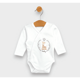 Body pentru bebeluși Rainy Premium cu imprimeu girafă și închidere laterală, 48-68 cm, alb