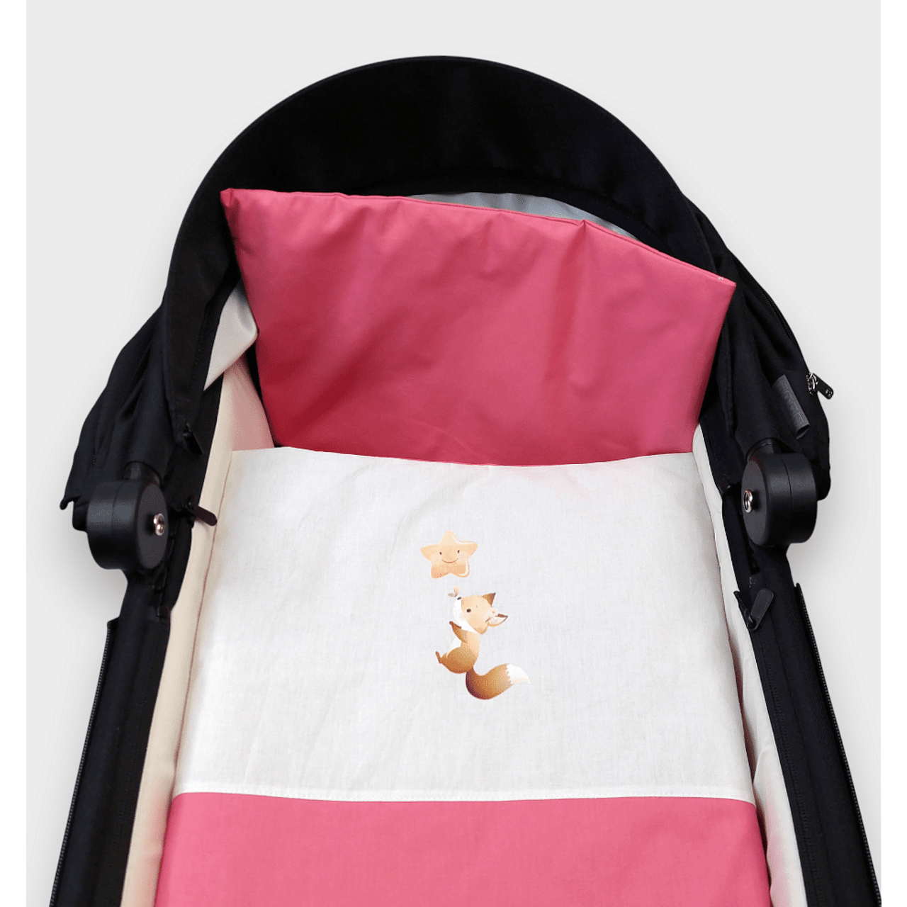 Rainy Спален Комплект За Количка 4 Части Лисица Със Звезда Роза