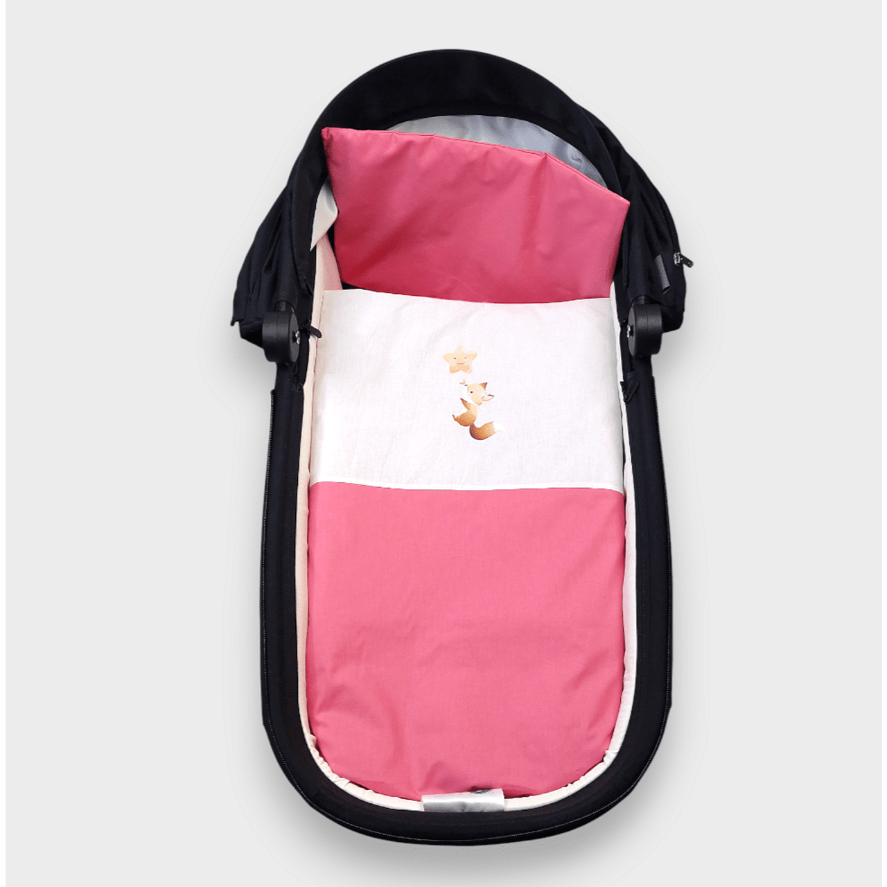 Rainy Спален Комплект За Количка 4 Части Лисица Със Звезда Роза