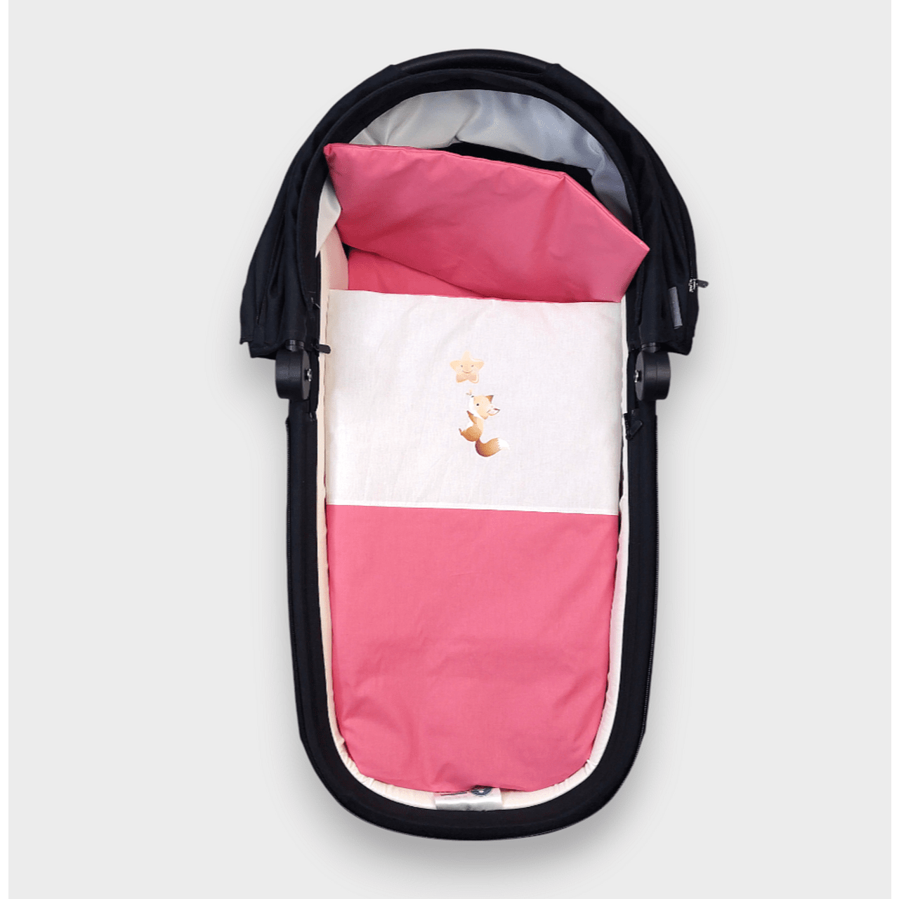 Rainy Спален Комплект За Количка 4 Части Лисица Със Звезда Роза