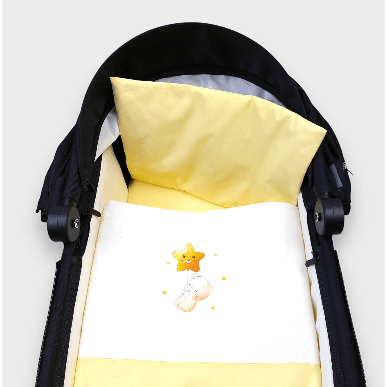Rainy Спален Комплект За Количка 4 Части Мече Със Звезда Жълт
