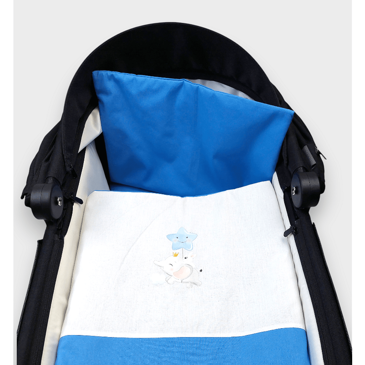 Rainy Спален Комплект За Количка 4 Части Слонче Със Звезда Кобалт