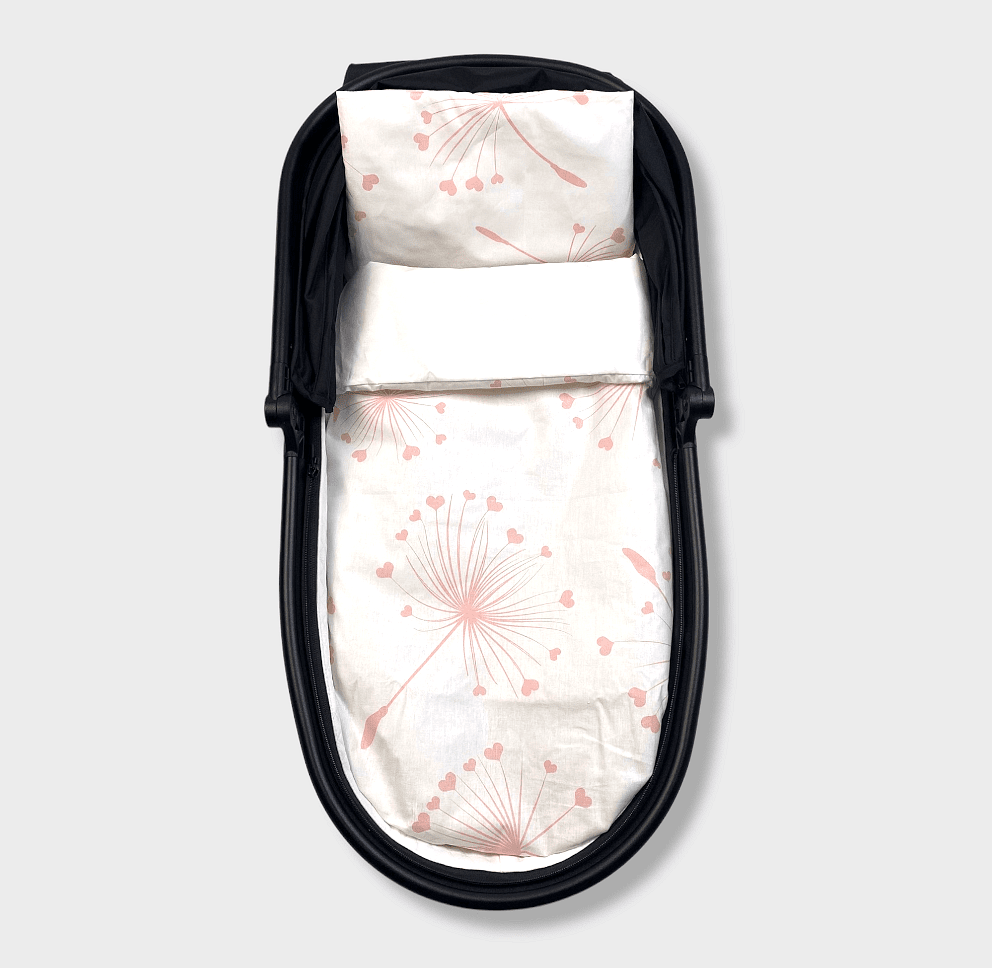 Rainy Спален Комплект За Количка 5 Части Лукс Розови Глухарчета Лято