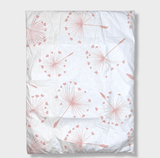 Set de lenjerie de pat pentru cărucior Rainy, 5 piese, model de păpădii roz de lux, vară