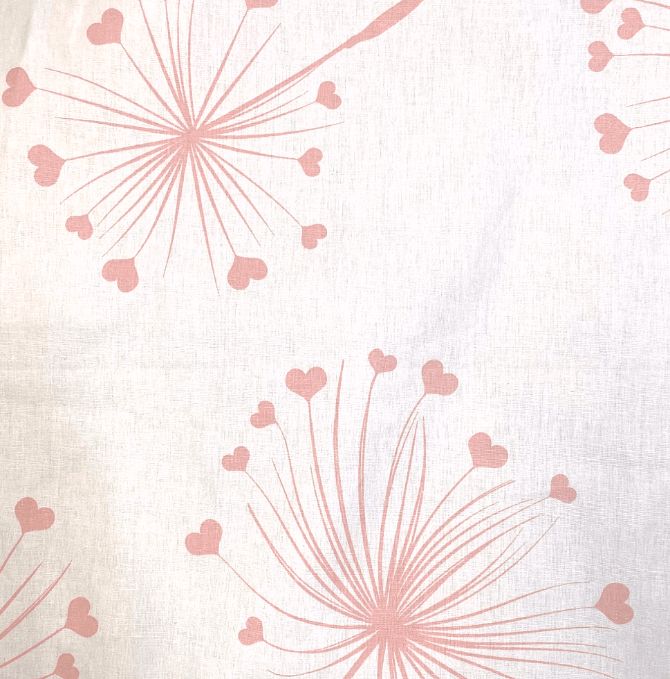 Set de lenjerie de pat pentru cărucior Rainy, 5 piese, model de păpădii roz de lux, vară