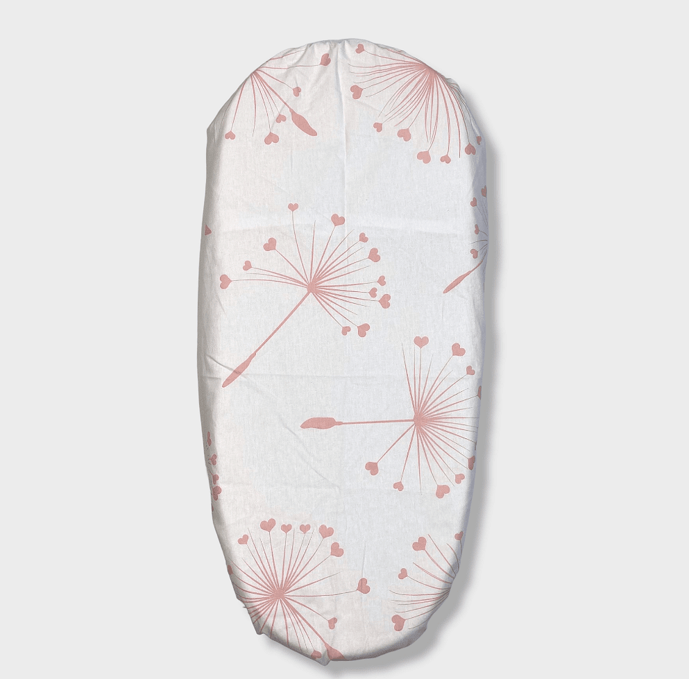 Set de lenjerie de pat pentru cărucior Rainy, 5 piese, model de păpădii roz de lux, vară