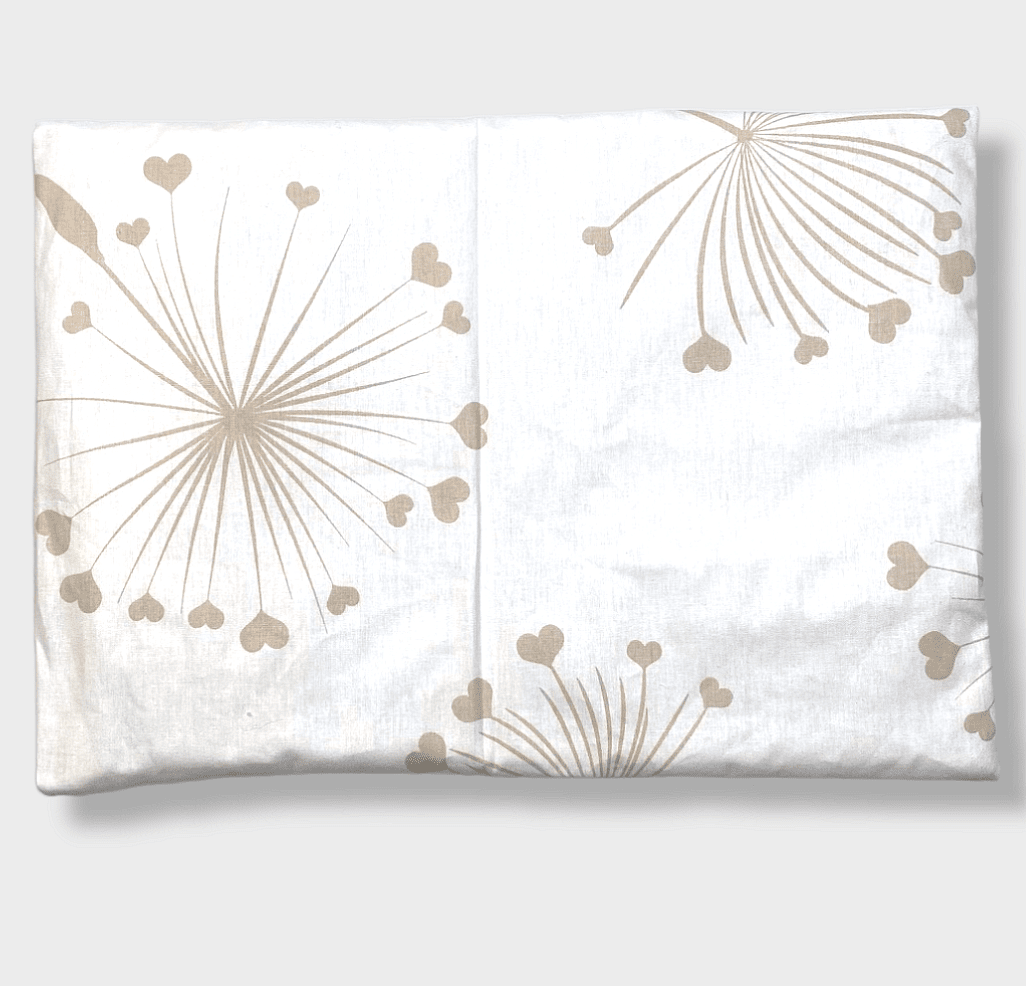 Set de lenjerie de pat pentru cărucior Rainy, 5 piese, model luxos, bej, păpădii, vară