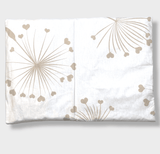 Set de lenjerie de pat pentru cărucior Rainy, 5 piese, model luxos, bej, păpădii, vară