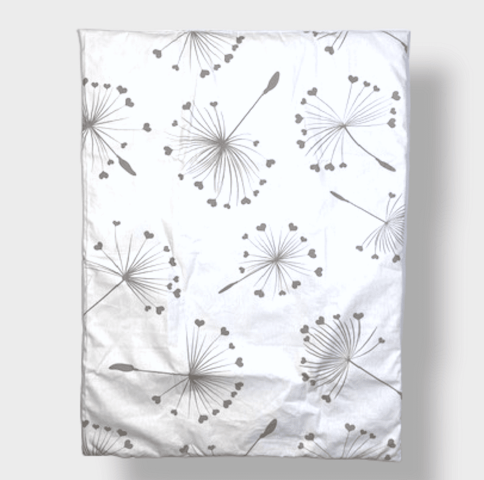 Set de lenjerie de pat pentru cărucior Rainy, 5 piese, model luxos, păpădii maro, vară