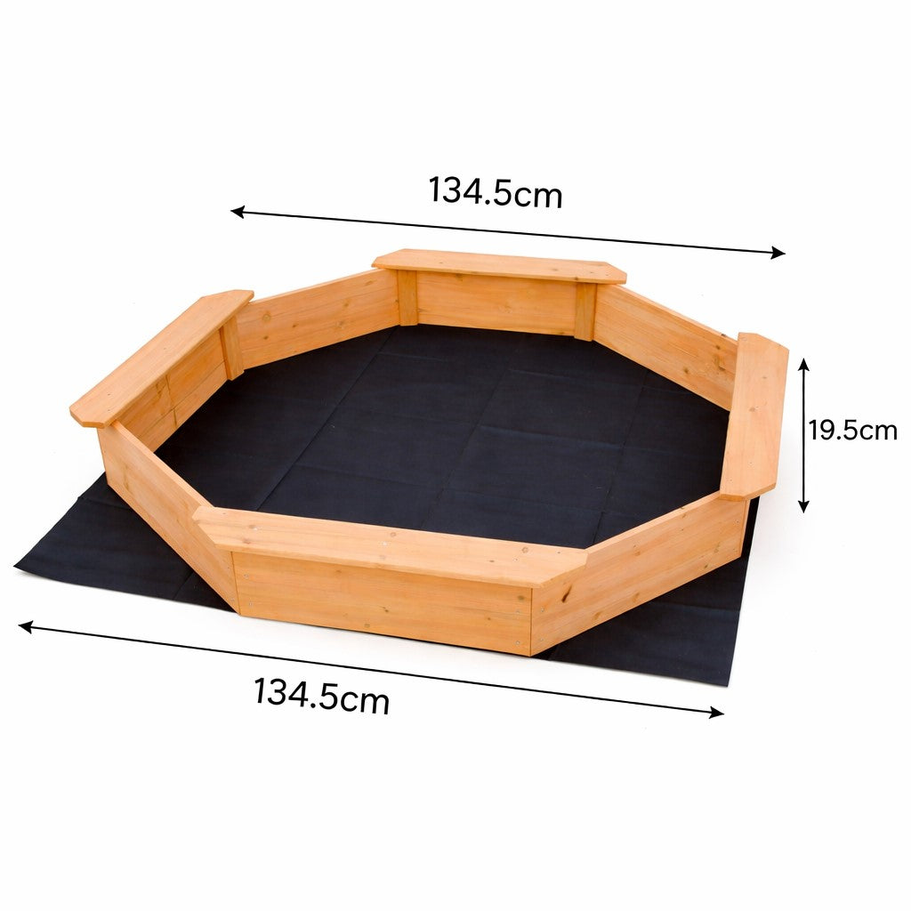 Детски Дървен Пясъчник 8 Странен Модел С 4 Седалки, 134.5×134.5 См Ginger Home