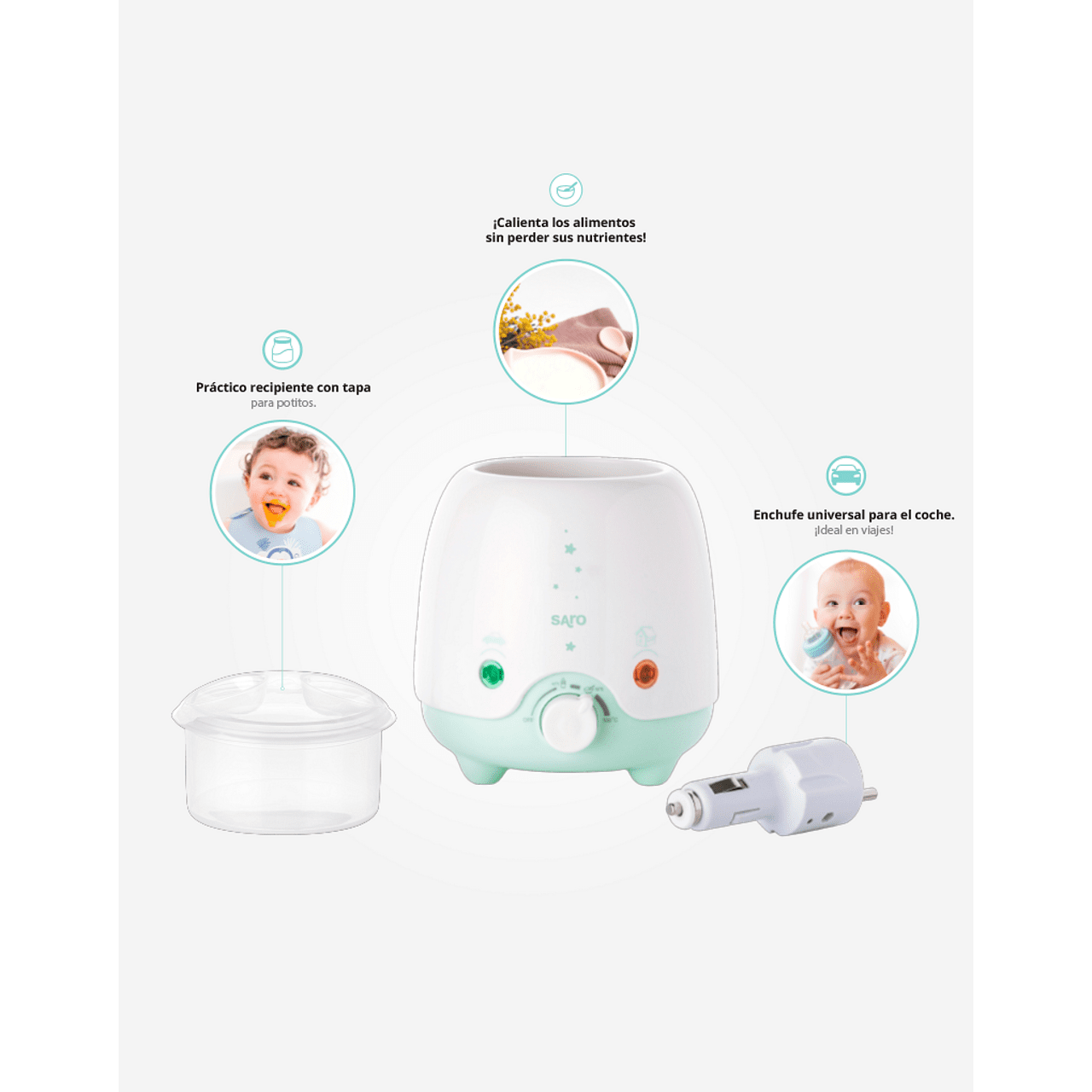 Нагревател За Бебешка Бутилка За Вкъщи И В Колата Style Mint Saro Baby