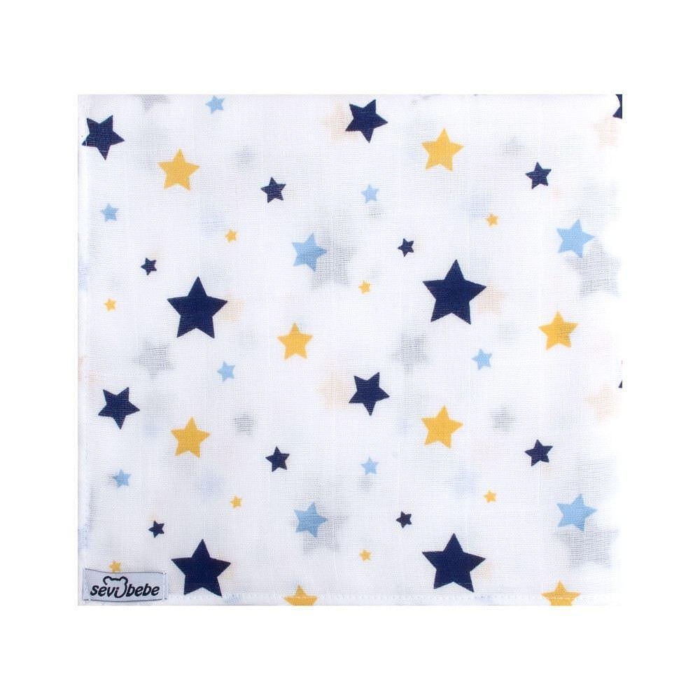 Муселинова Пелена 100x100 Cm Падащи Сини Звезди 353 140 1 Sevi Baby