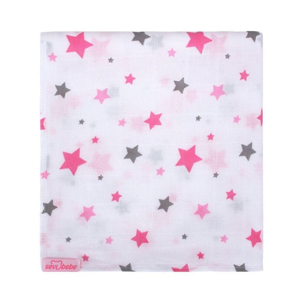 Муселинова Пелена 100x100 Cm Падащи Розови Звезди 353 140 2 Sevi Baby
