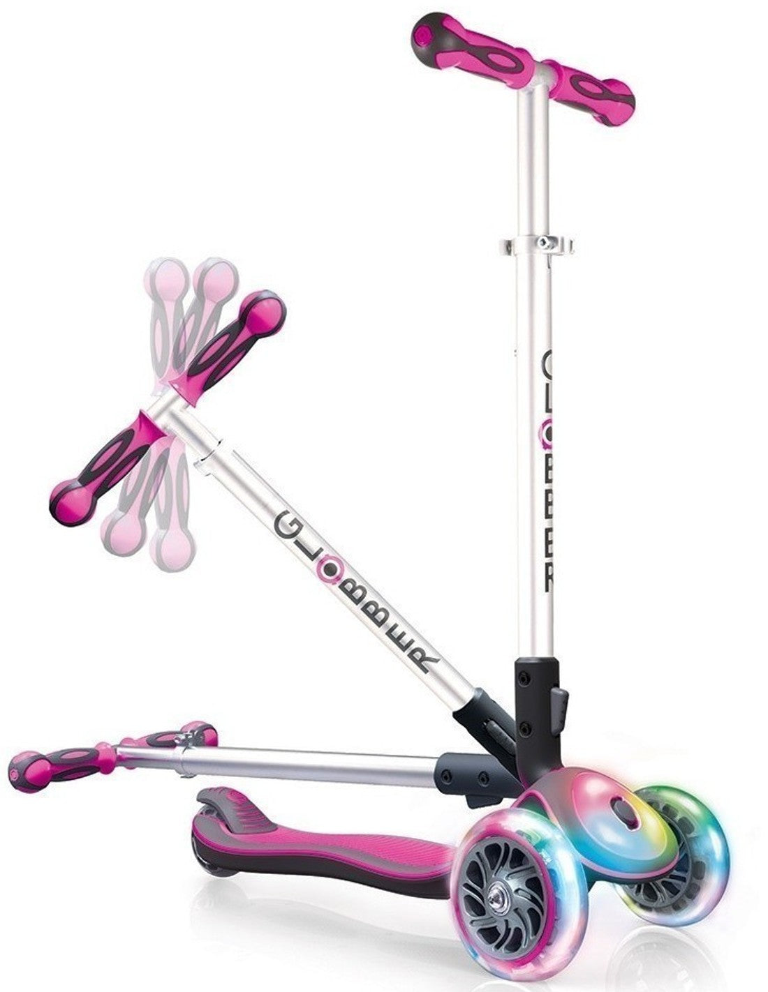 Сгъваема Тротинетка Elite Light Със Светещи Гуми И Платформа - Розова - Тротинетки - Globber - BebeMama