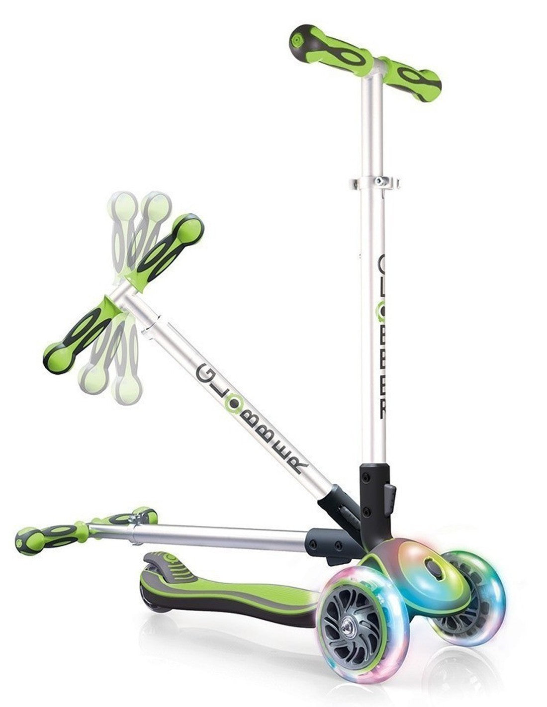 Сгъваема Тротинетка Elite Light Със Светещи Гуми И Платформа - Зелена - Тротинетки - Globber - BebeMama