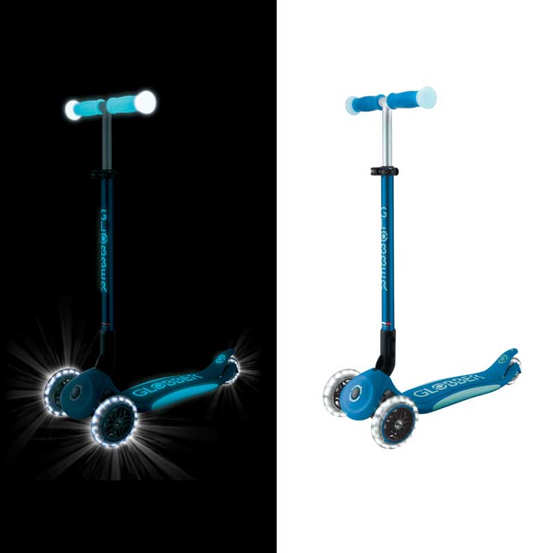 Сгъваема Тротинетка Със Светещи Дръжки Elite Glow Lights, Петролено Синя Globber